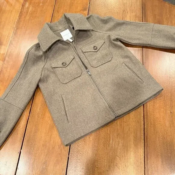 Avec‎ Les Filles Felted Zip Shacket Coat Oatmeal Brown Small Fall Anthropologie - Picture 8 of 16